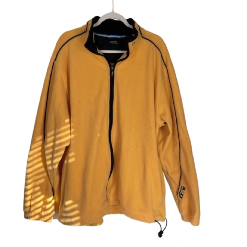 Izod Men's Yellow Zip-Up Vintage Fleece with Black Trim